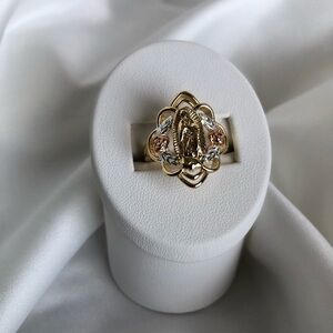 New 18K Gold Filled 3-Colors Our Lady of Guadalupe Ring Size: 7.